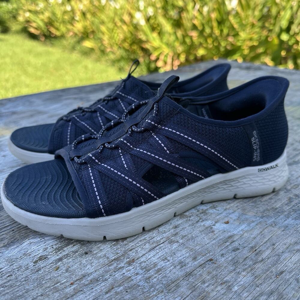 Skechers Hands Free Slip-ins GO Walk Flex Fisherman Sandal Blue Women's 8 - 875